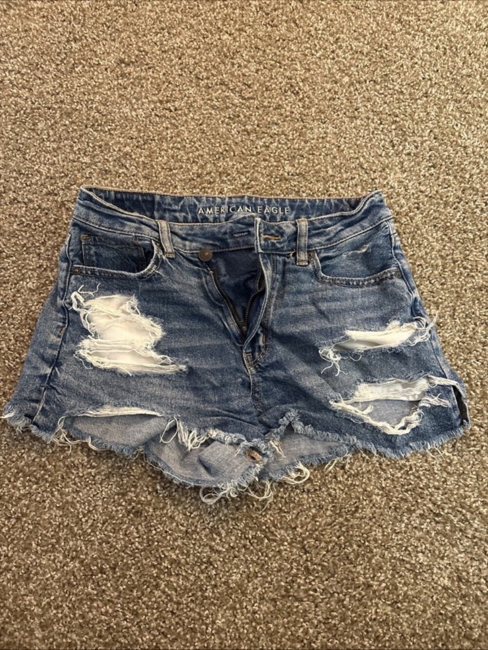 American Eagle Outfitters Distressed Dark Blue Denim Cutoff Shorts
